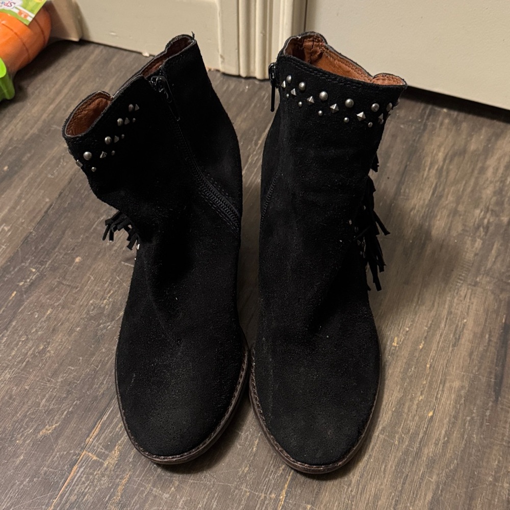 Lucky Brand Black Suede Ankle Boots with Studs